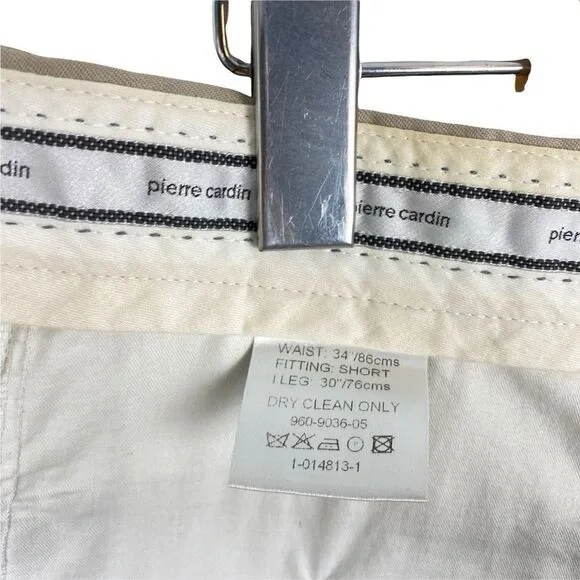 Pierre cardin Mens Vintage Beige Lined Pleated Dress Pant US 34 Short - Picture 16 of 16